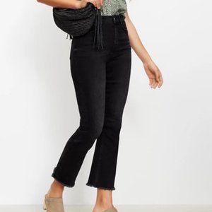 LOFT Frayed High Rise Kick Crop Jeans In Washed Black Wash